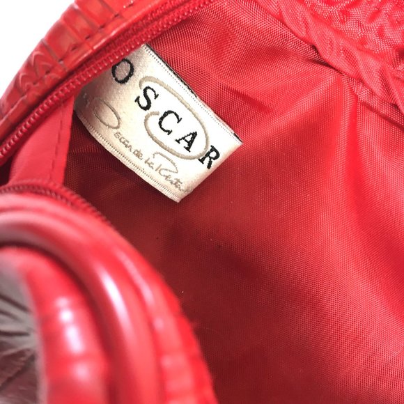 OSCAR DE LA RENTA Red Tooled Clutch Bag - Picture 12 of 13